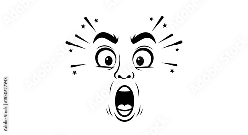 surprised face with open mouth and eyebrows