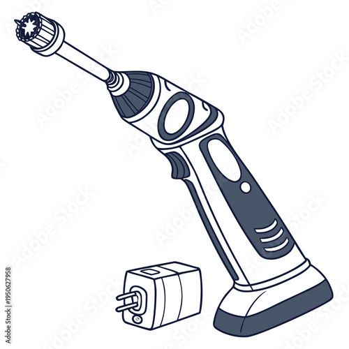 Electric toothbrush and charger on white background oral care