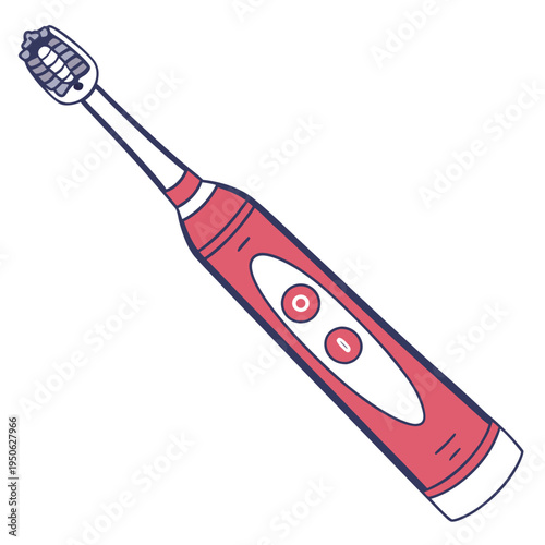 Red electric toothbrush on white background red color oral care