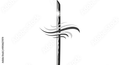 sword with abstract curved blade