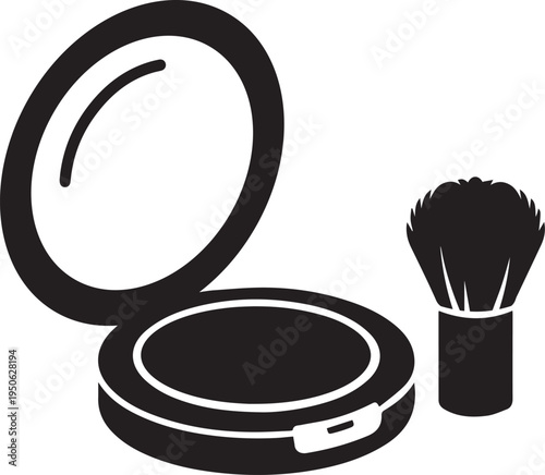 Makeup Compact Powder with Brush Icon for Beauty Salon Logo Branding, vector illustration