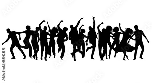 Group of people dancing together in celebration isolated on transparent background, Vector