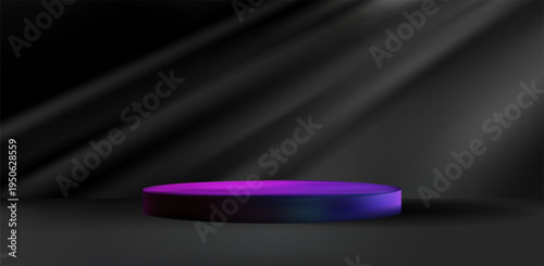 Abstract gradient black podium background.
