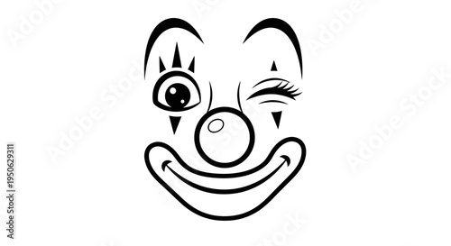 Winking clown face illustration