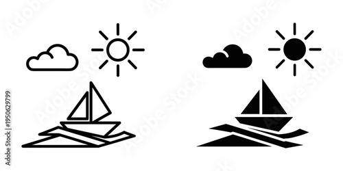 sailboat weather conditions set flat design vector illustration