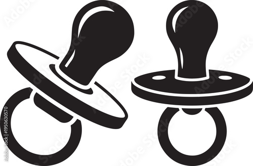 Baby pacifier icon set for infant care