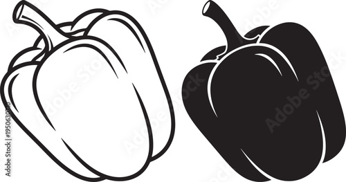 Black and white bell pepper outline