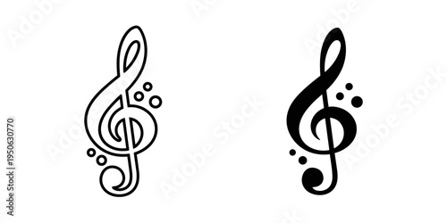 elegant treble and bass clef music notes vector illustration flat design