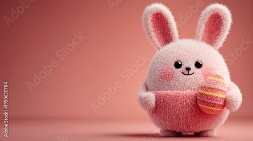 Colorful tidings of easter celebration with enchanting bunny charm. Reportage shot. Happy easter! visual delight with a red bunny and decorated egg. Real feeling. Documentary view.