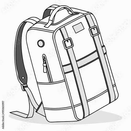 Backpack with straps and buckles on white background luggage travel school