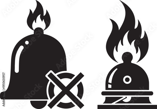 Alarm bell silhouette and mute sign