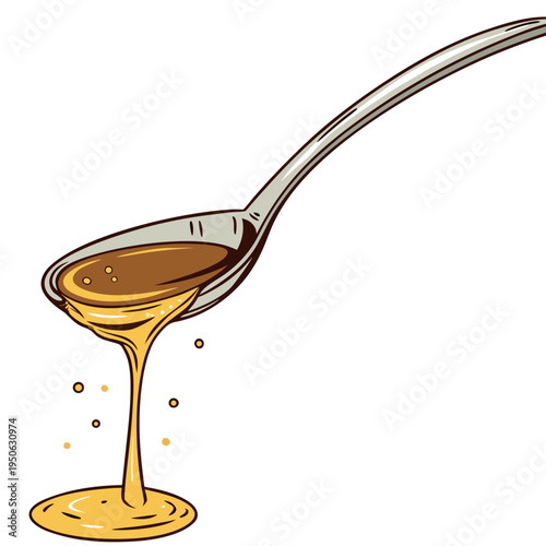 Honey dripping from a spoon golden syrup
