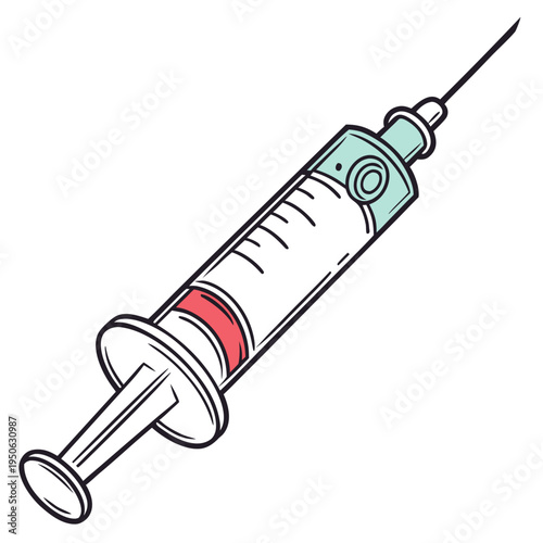 Medical syringe with red band injection healthcare medicine