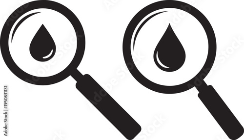 Magnifying glass examining oil drop