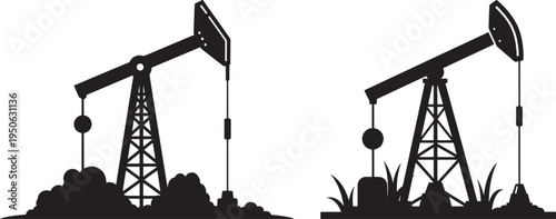 Oil pump jack drilling rig pumping oil