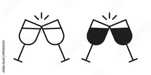 Wine toast icon illustration for web design. filled flat icons