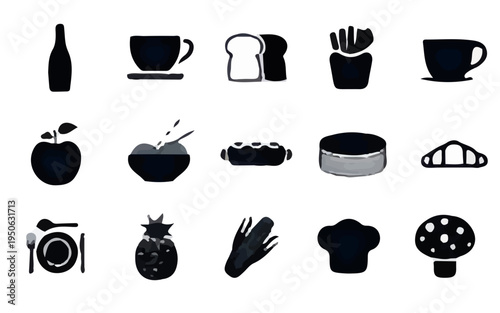 Food and drink icons,Set of different foods items 