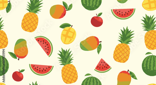 Colorful pattern of various fresh fruits.