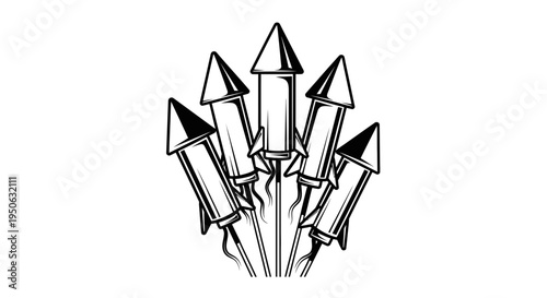 rocket illustration, spacecraft line art