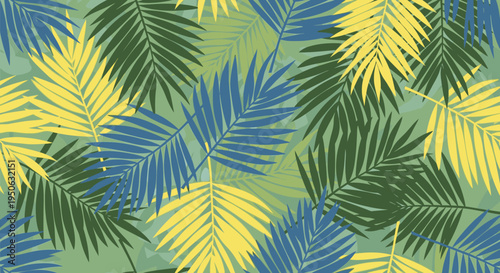 Vibrant tropical palm leaf pattern design.