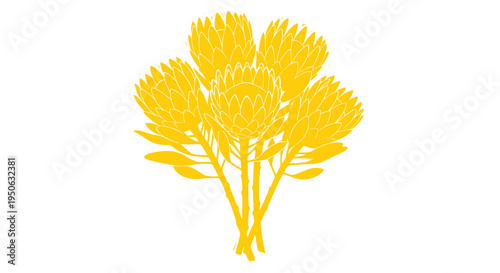 Vector yellow thistle flower bouquet illustration