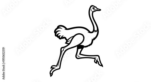 running ostrich line art