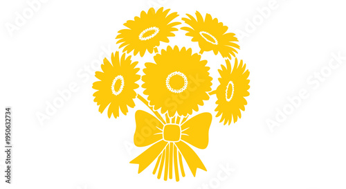 Set of 3 yellow sunflowers vector illustration