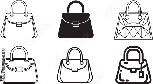 Six distinct styles of handbags showcasing various designs and patterns