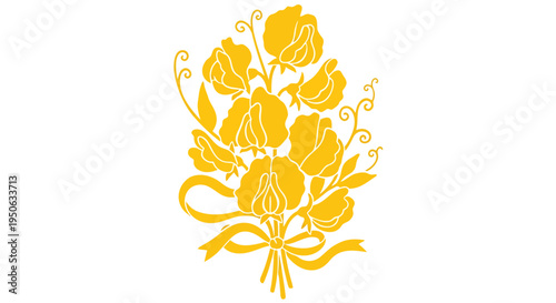 Vector bouquet of tulips, yellow floral illustration
