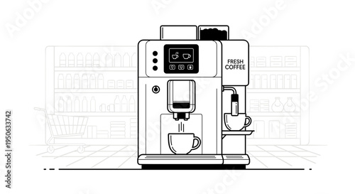 Automatic coffee machine with cup.