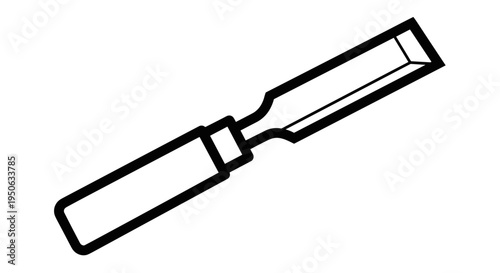 Chisel tool with wooden handle.