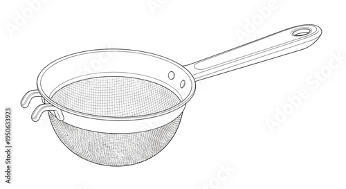Mesh kitchen strainer with handle.