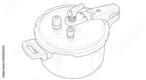 Pressure Cooker with Handle and Lid.