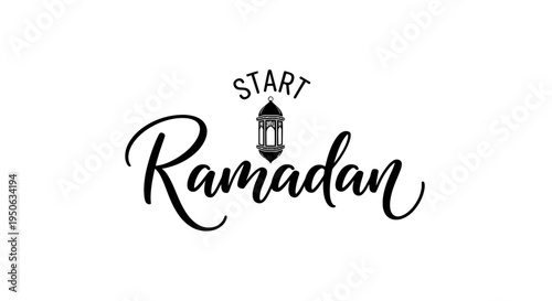 Ramadan start greeting card with lantern