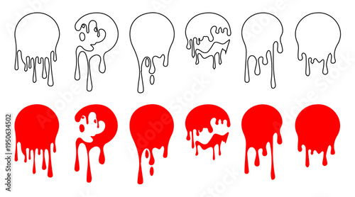 Grunge ink splatter. Splash of paints, spray drops staining and frame with wet paint drop traces vector set