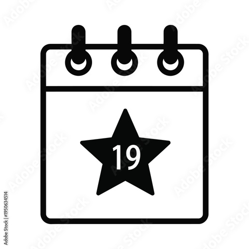 A calendar with a star on the 19th