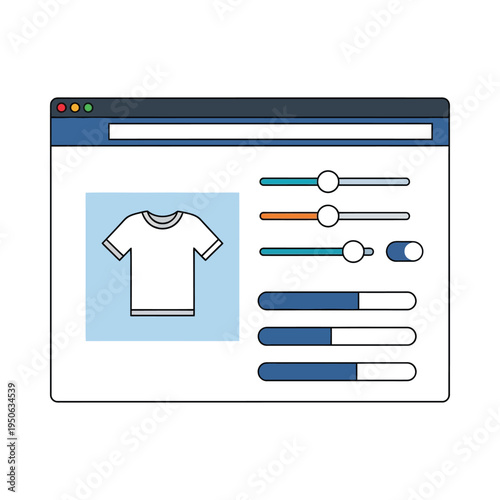 A browser window with a t-shirt image and editing controls