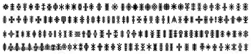 Large collection of ethnic tribal symbols Mega set of slavic pagan folk vector signs for patterns and borders