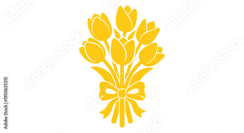 Vector yellow tulip bouquet icon