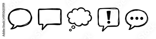 Speech Bubble, Rectangle and Cloud Monochrome Icon Set. High quality stock illustration with clear subject focus and cohesive composition for versatile commercial usage.