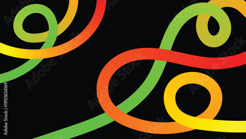 Vibrant neon light trails in black background