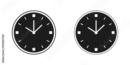 minimalist clock faces showing different times flat design vector illustration