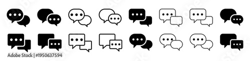 Chat Bubble Icon Set for Messaging, Communication and Social Interaction