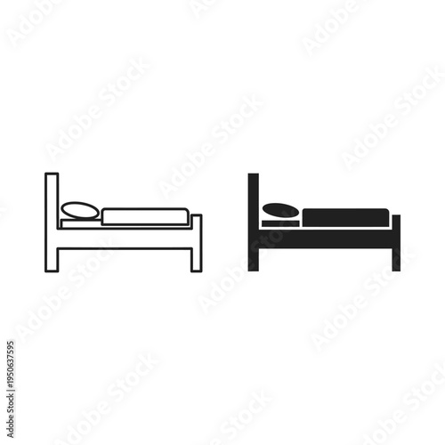 Bed Hotel Guest Room Accommodation Icon Symbol Hospitality