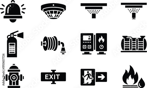 Fire safety icons and emergency symbols