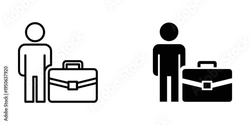 business travel luggage vector illustration with male and female flat design characters