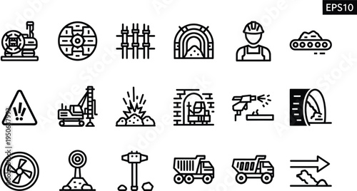 Collection of construction and industrial icons