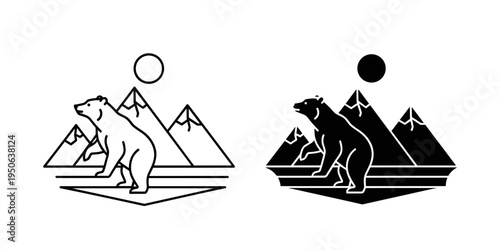 polar bear and dog balance on seesaw vector illustration flat design