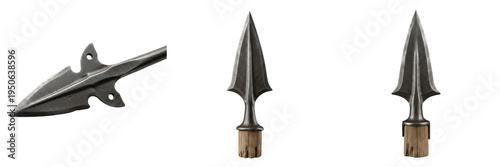 Obraz na plátně Set and collection of medieval iron arrowhead and spearhead tips for archery and