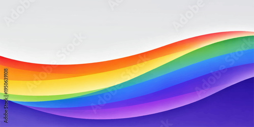 Bright abstract rainbow background featuring a colorful spectrum of flowing waves and vibrant light curves in a professional vector illustration design for a modern wallpaper backdrop template